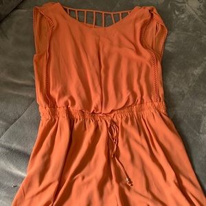 Coral shorts romper